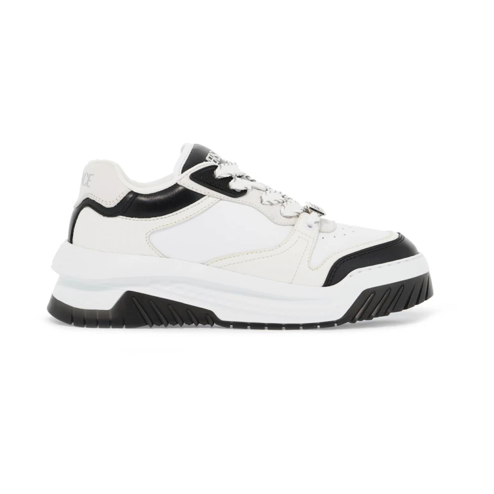 Versace Griekse emaille leren sneakers Dames Schoenen Wit