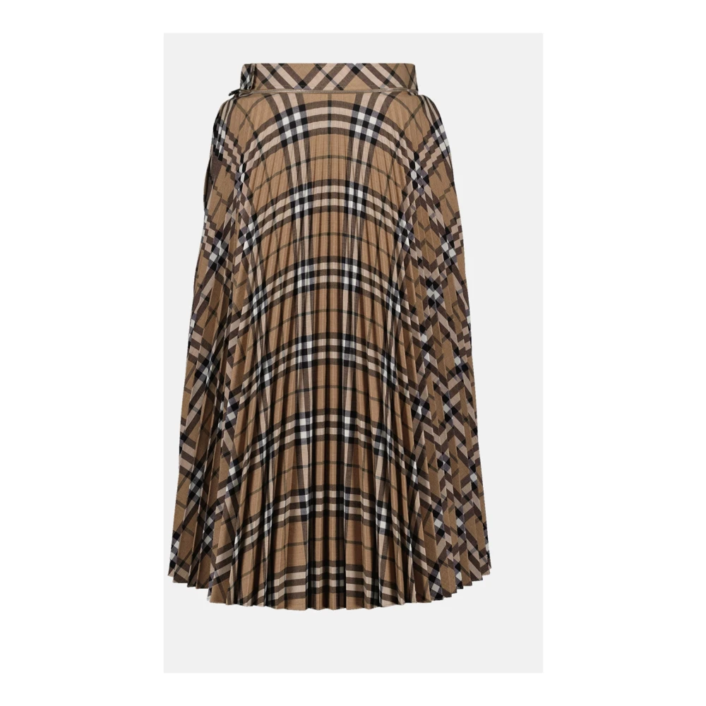Burberry Vintage Check Wool Skirt Beige Dames