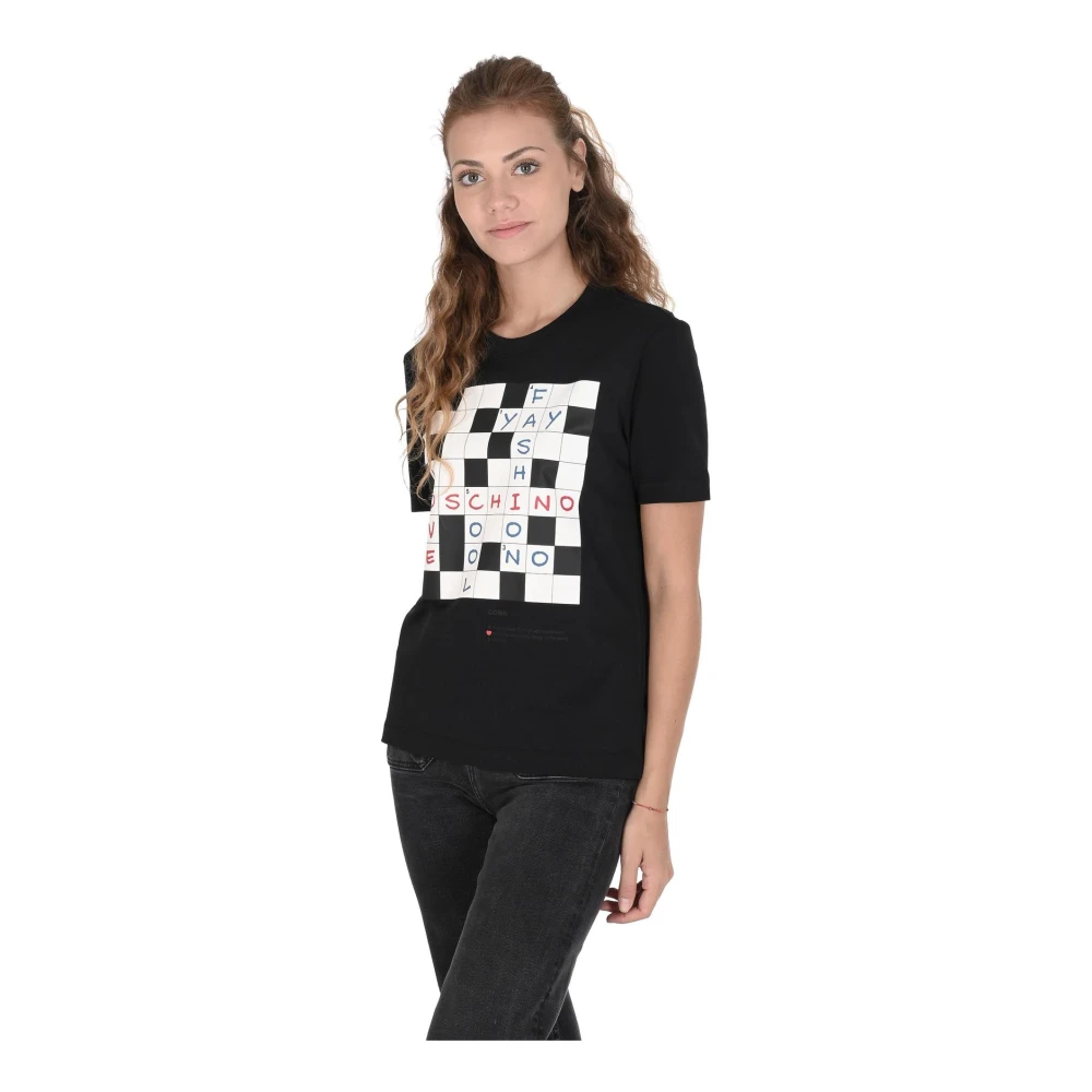 Love Moschino Zwart Katoenen T-Shirt Stijlvol Ontwerp Black Dames