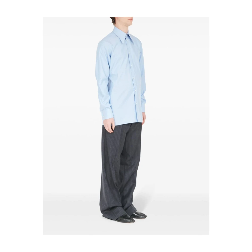 Maison Margiela Blauwe Oxford Katoenen Overhemd Blue Heren