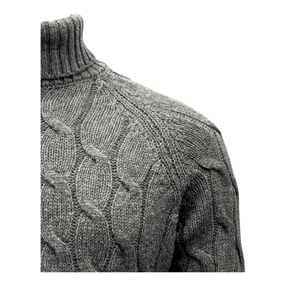 Gran Sasso Winter Grijs Kabelgebreide Coltrui Trui Gray Heren