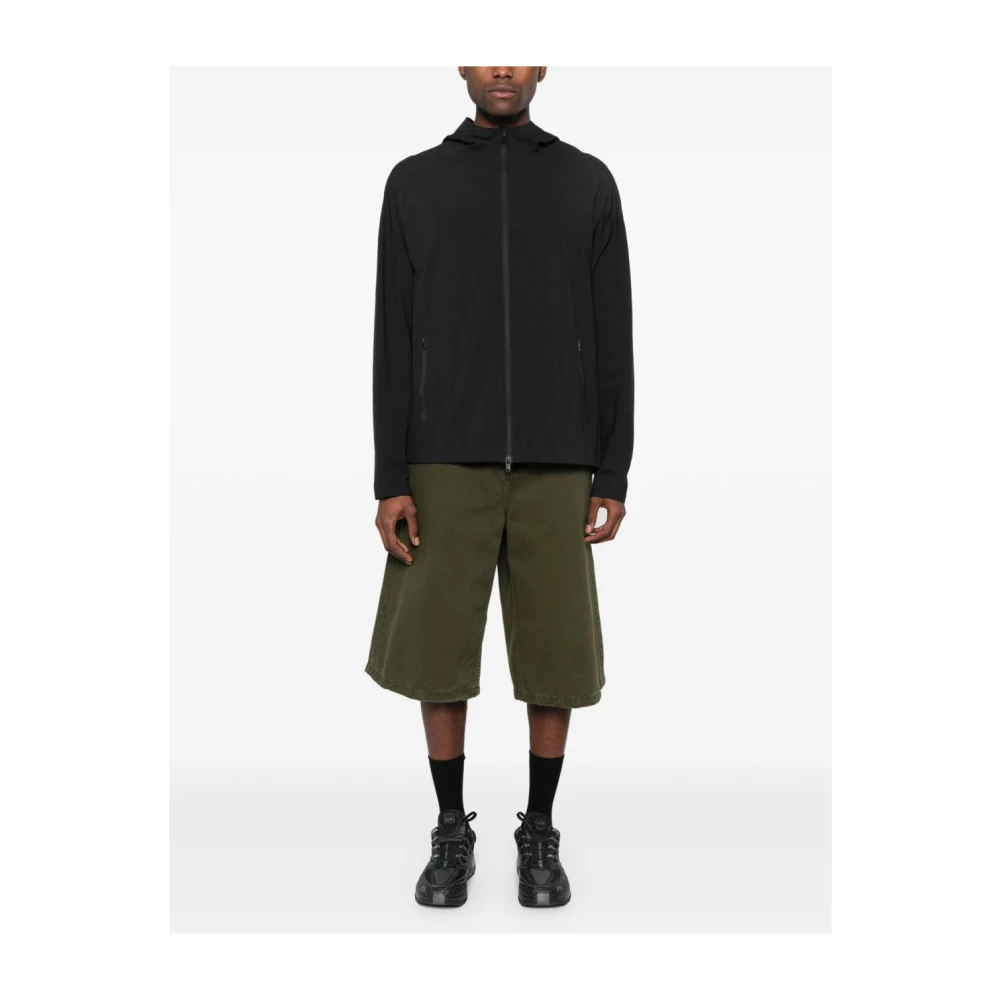Y-3 Zwarte jas met ritssluiting en reflecterende details Black Heren