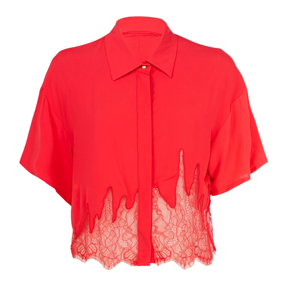 PATRIZIA PEPE Elegante Zomerblouse met Kantinzetten Pink Dames