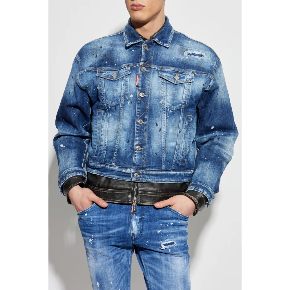Dsquared2 Dubbele denim-leren jas Blue Heren