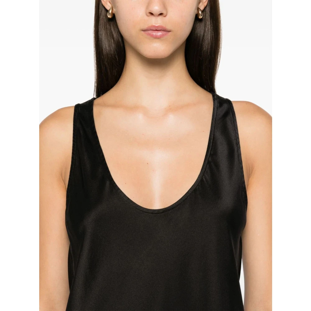 Forte Zwarte Zijden Satijnen Zware Stretch Hemdje Black Dames
