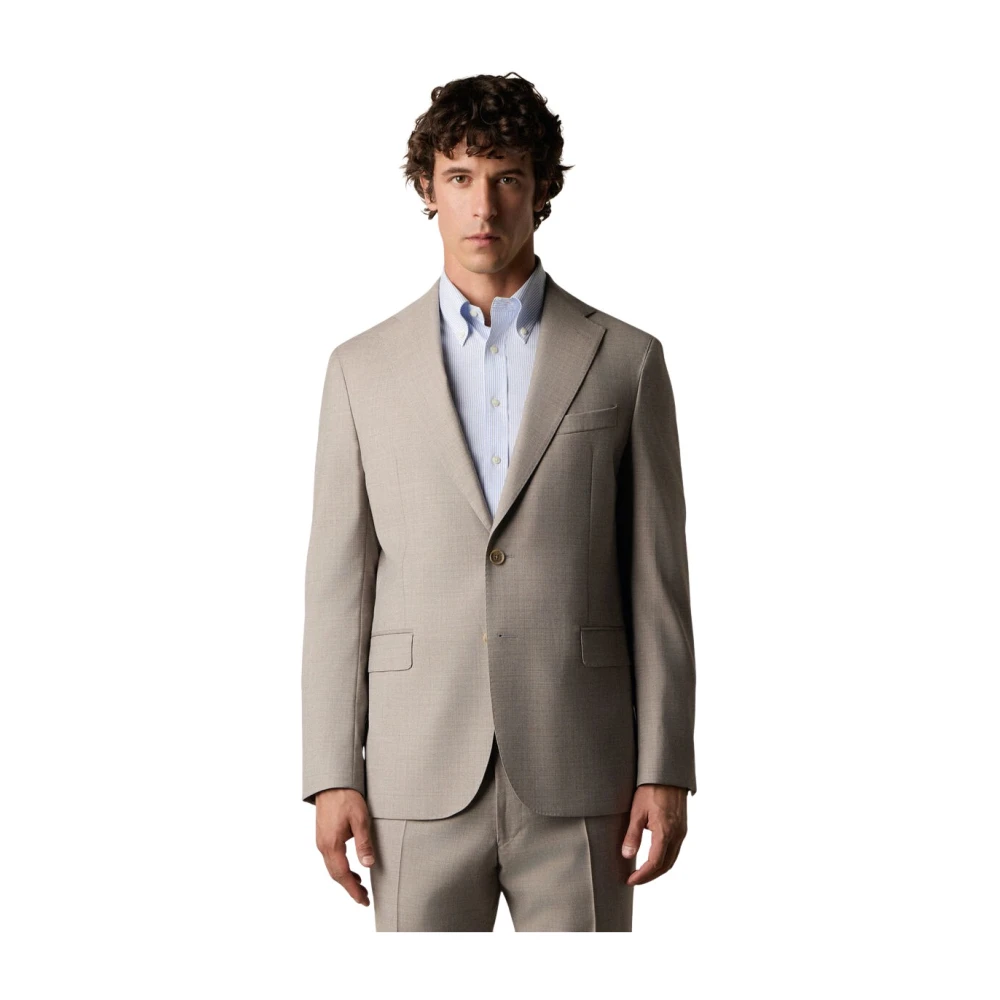Brooks Brothers Beige Blazers, Male, 2XL, Virgin Wool Blend Comfort Blazer