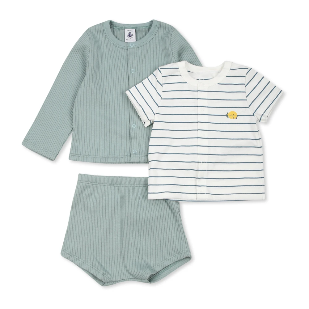 Petit Bateau Grön Bomull Kofta T-shirt Shorts Set Green, Unisex