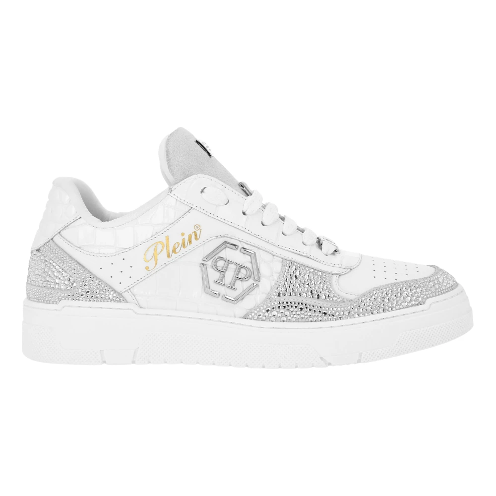 Philipp Plein Low Top Sneakers Mix Strass Cocco unisex Schoenen Wit