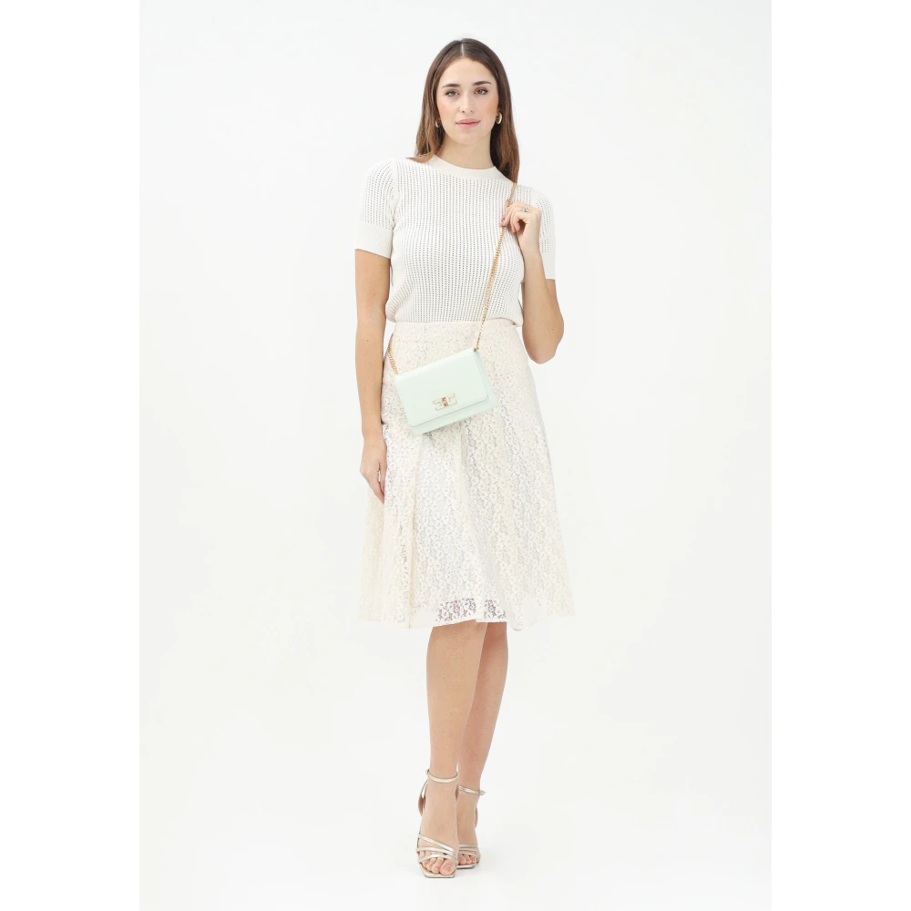 Max Mara Elegante Ivoor Kant Midi Rok Beige Dames