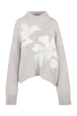 Ull Turtleneck Tröja med Fransdetaljer