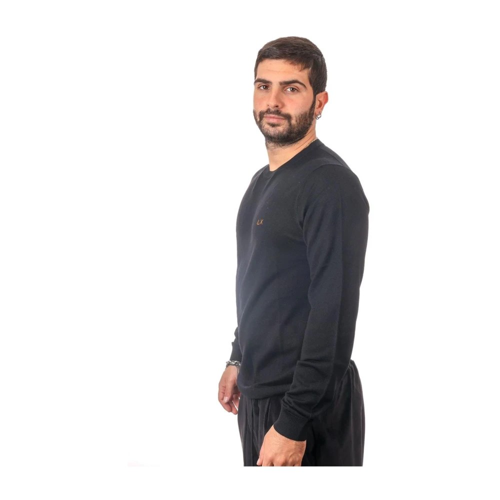 Sun68 Solid Merinos Ronde Stijl Black Heren