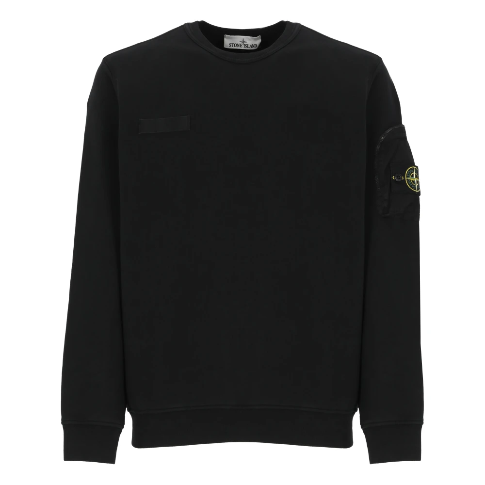 Stone Island Zwarte Katoenen Sweatshirt met Logopatch Black Heren