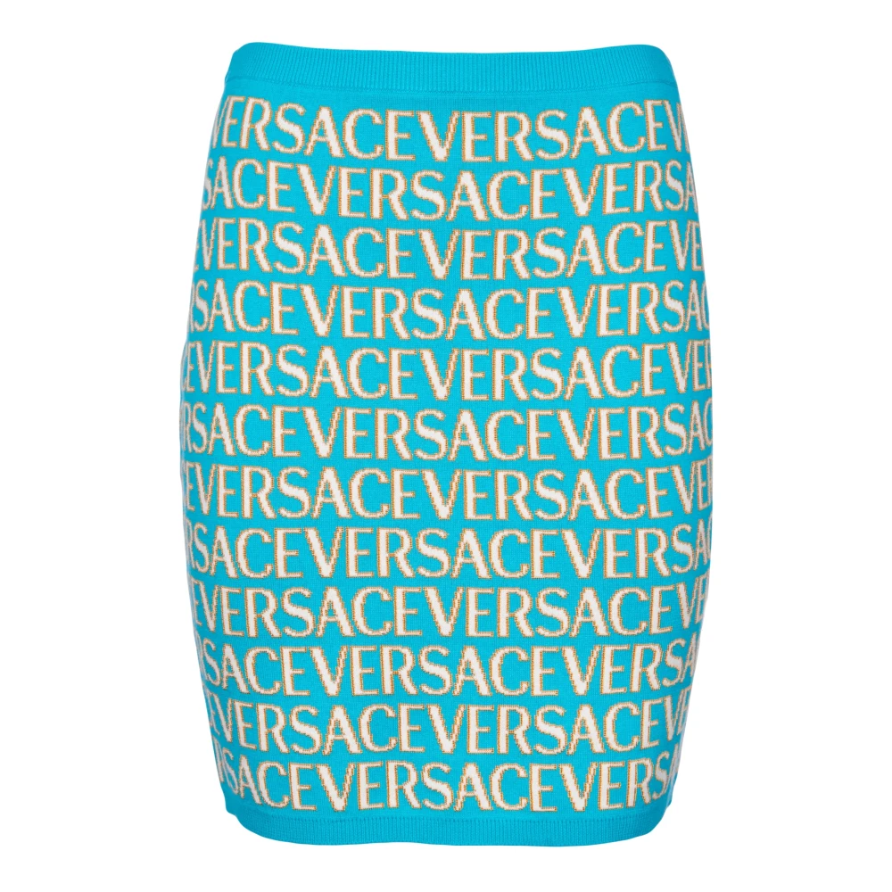 Versace Metallic Pinafore Kjolar Blue, Dam