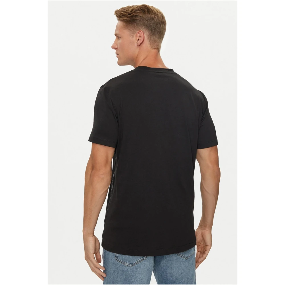 Calvin Klein Zwarte Katoenen T-shirt Rechte pasvorm Black Heren