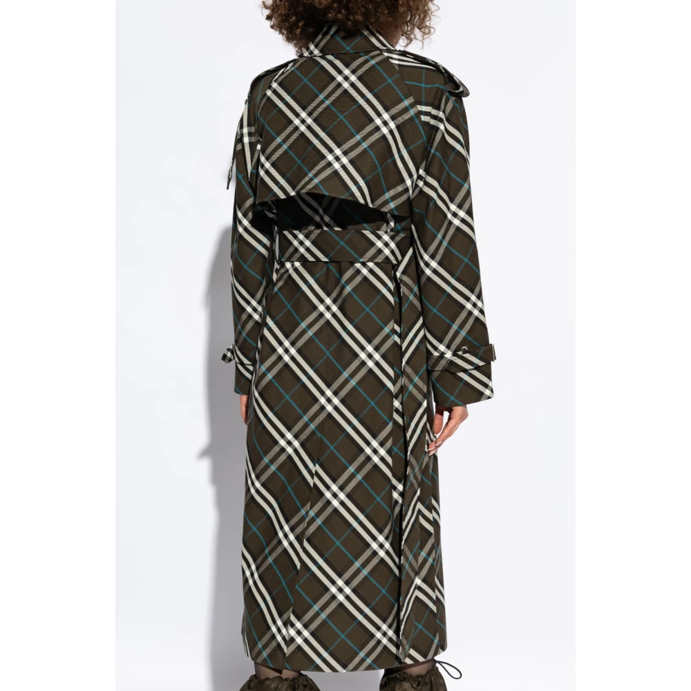 Burberry Geruite Patroon Trenchcoat Green Dames