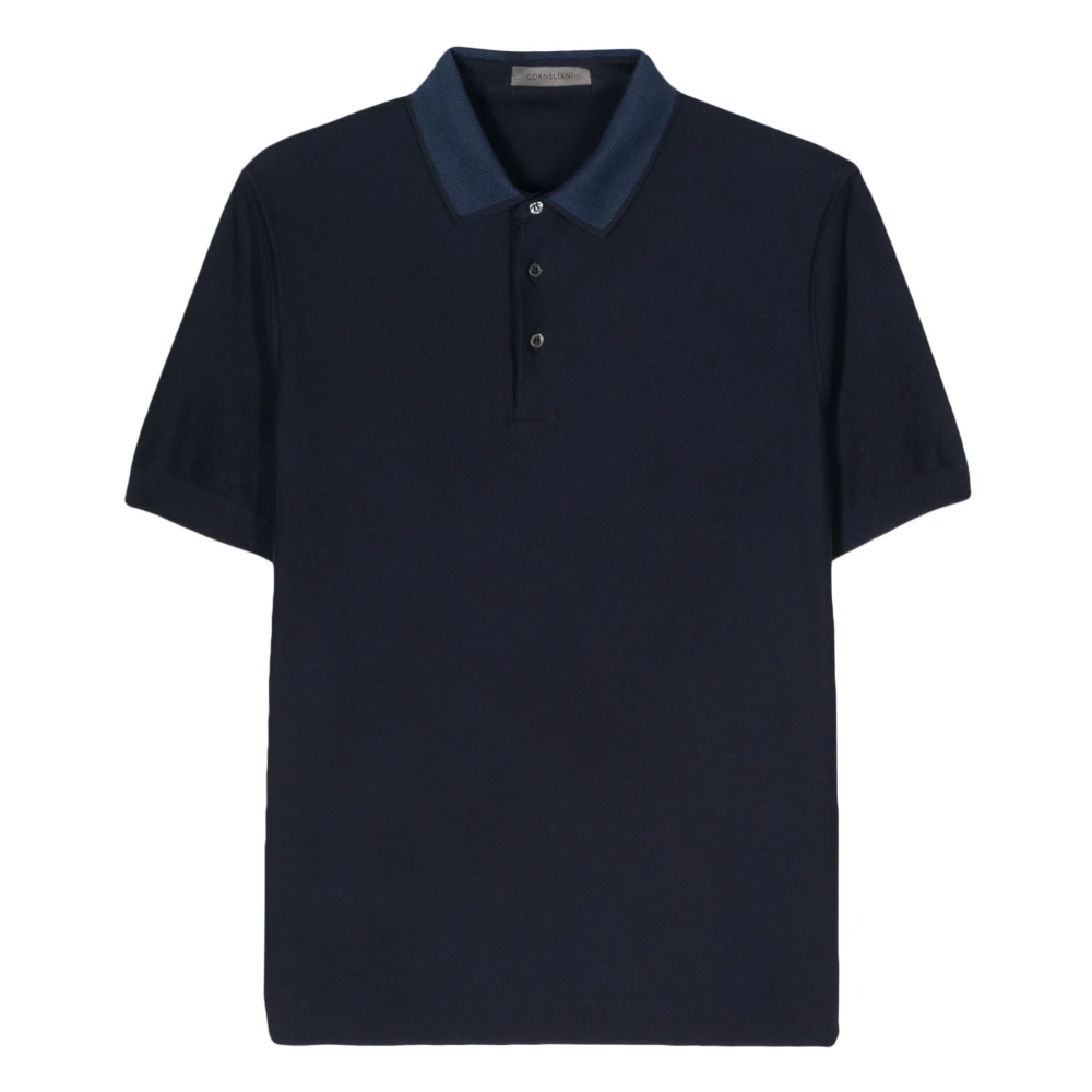 Corneliani Contrast Katoenen Polo Shirt Blue Heren