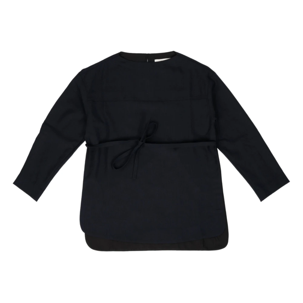 Studio Nicholson Blauwe Tie Front Top Loma Snw-1490 Dn Blue Dames