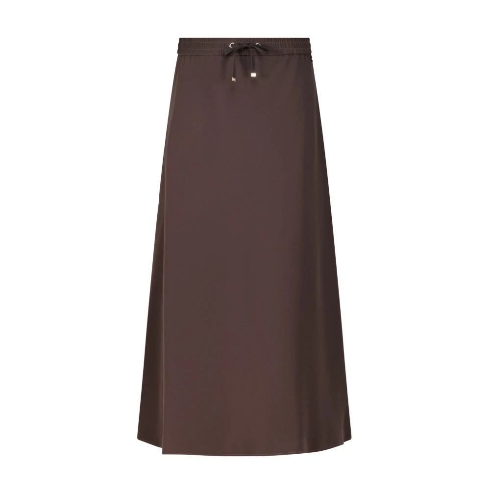Herno Women's Brown Satin Midi Skirt With Drawstring Waist