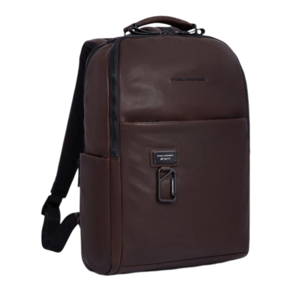 Piquadro Bruine leren rugzak met USB-poort Brown Heren