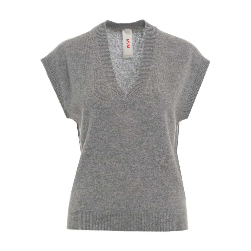 MVM Grijze Cashmere V-Hals Gebreide Kleding Gray Dames
