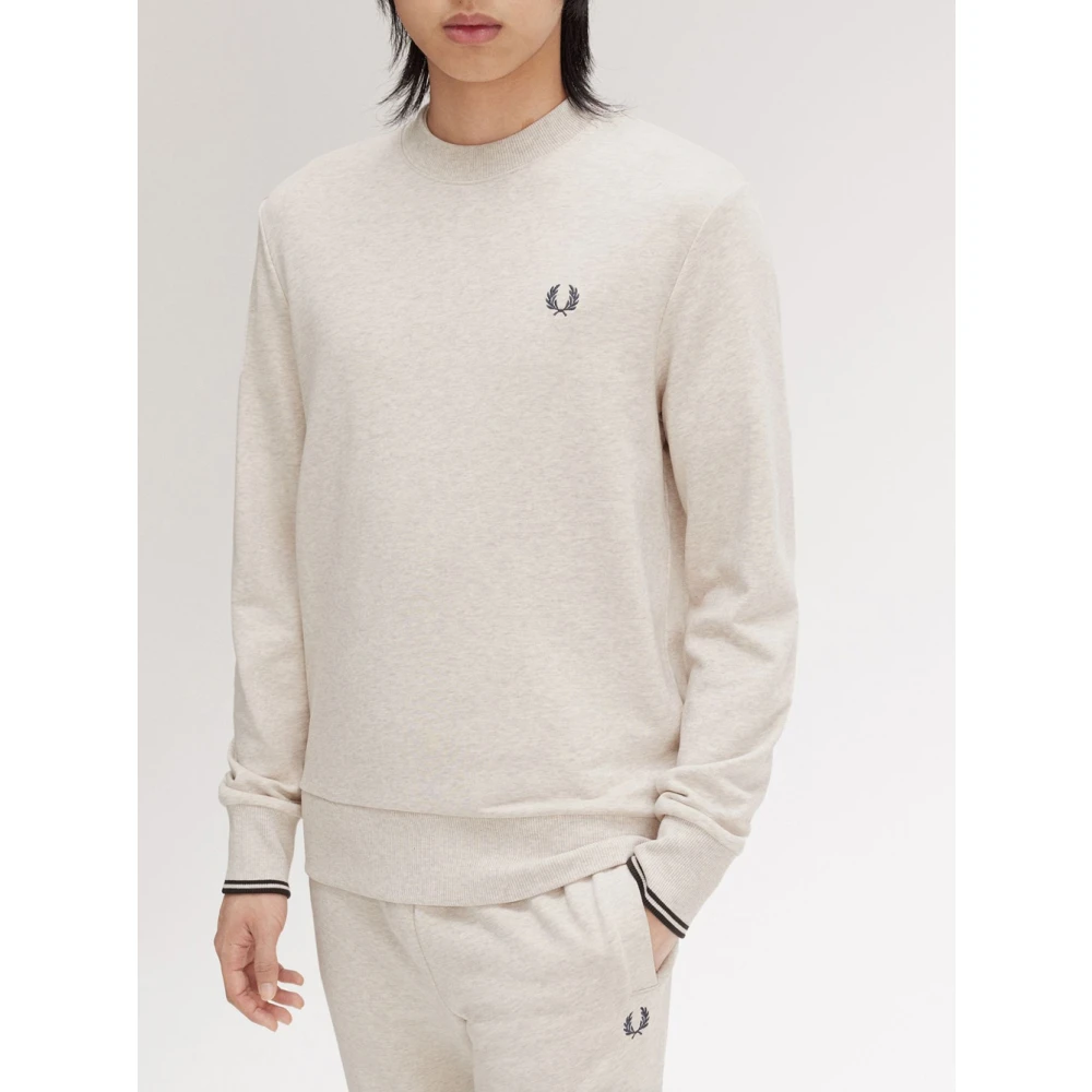 Fred Perry Klassieke French Terry Crew Neck Sweatshirt Beige Heren