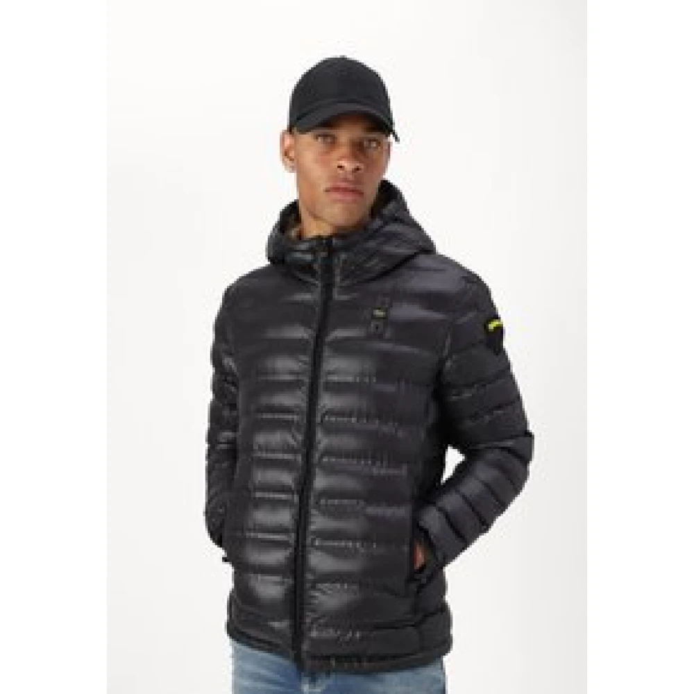 Blauer Heren gewatteerde jas met capuchon Black Heren