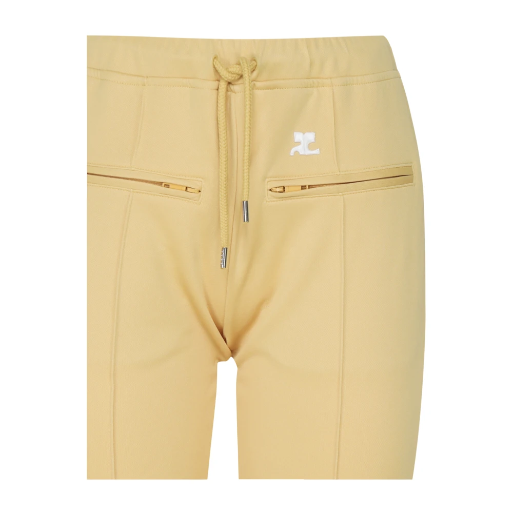 Courrèges Sportieve Gele Gestreepte Broek met Zakken Beige Dames
