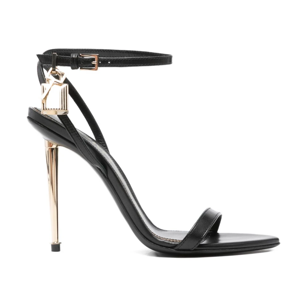 Tom Ford Women's Black High Heel Sandals, 5 Uk, Padlock Pointy Naked Sandal