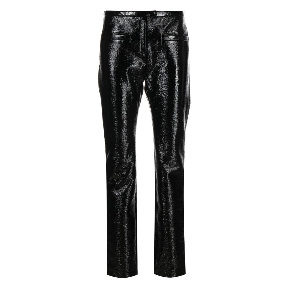 Courrèges Zwarte Vinyl Op Maat Gemaakte Casual Broek Black Dames