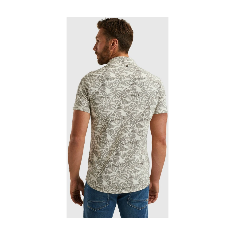 PME Legend Kort overhemd print op jersey Beige Heren