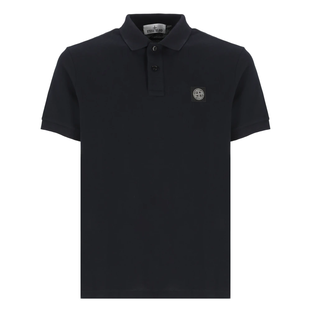 Stone Island Blauw Katoenen Poloshirt met Logopatch Blue Heren