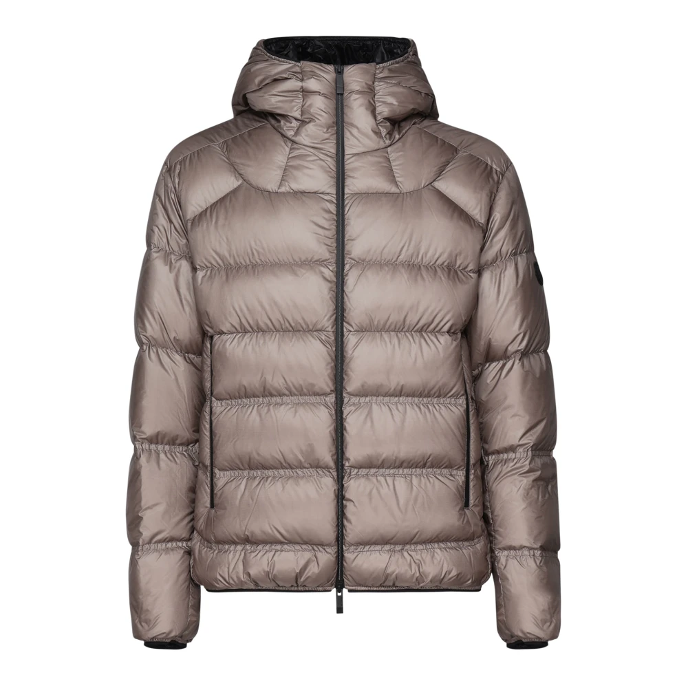 Moncler Beige Ripstop Gewatteerde Jas met Capuchon Beige Heren