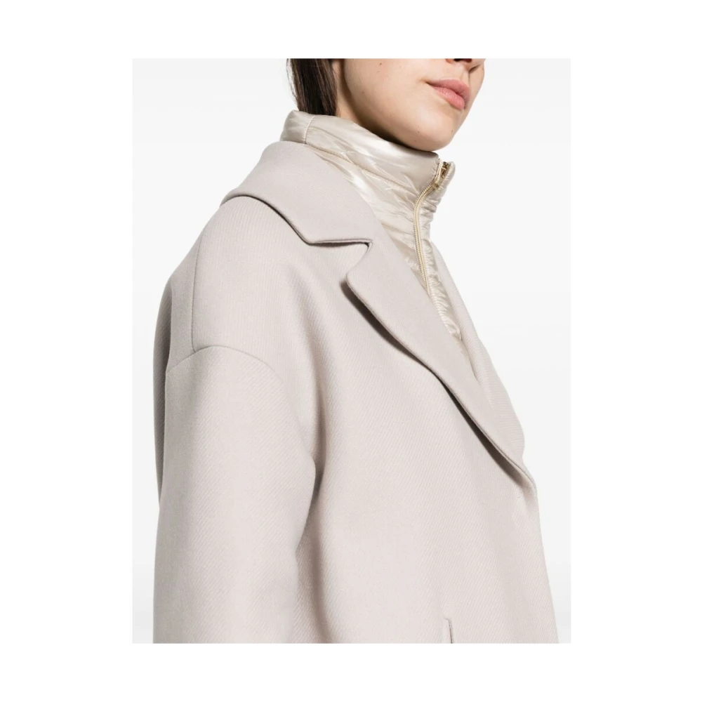 Herno Beige Wollen Jas met Afneembare Bib Beige Dames