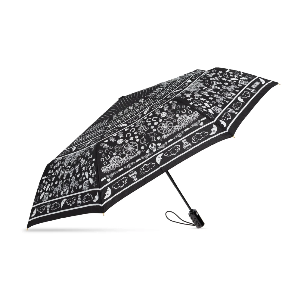 Moschino Opvouwbare paraplu met logo Black Unisex