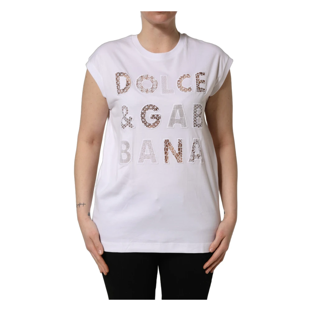 Dolce & Gabbana Women's White T-Shirts, Xs, Round Neck Tank