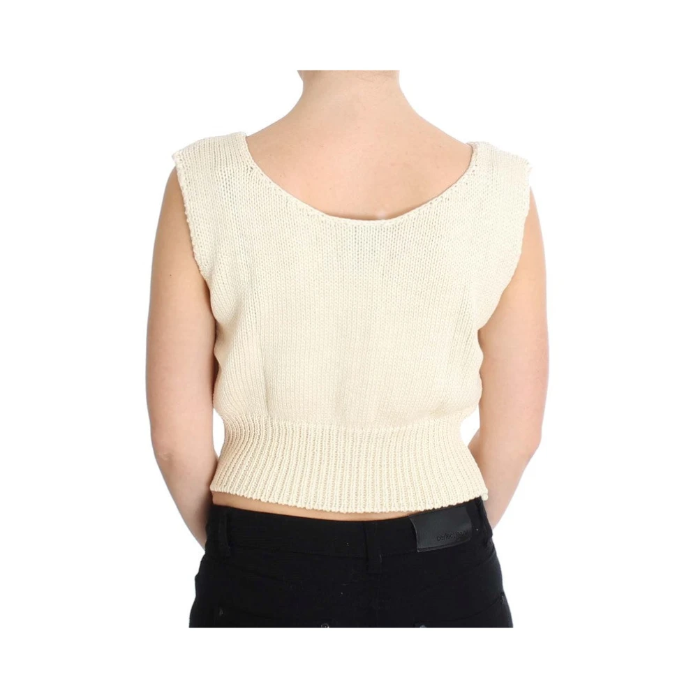 Pink Memories Beige Mouwloos Gebreid Vest Trui Beige Dames