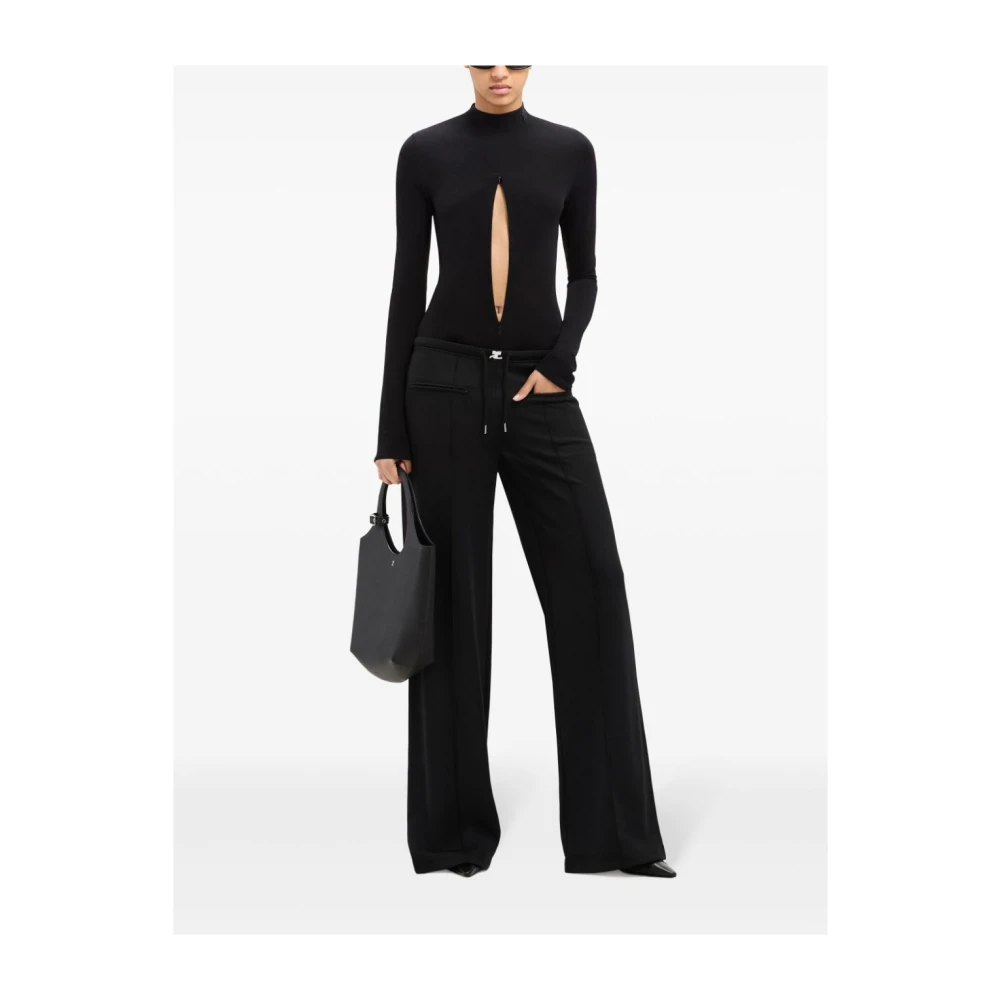 Courrèges Zwarte Baggy-Fit Interlock Broek Black Dames