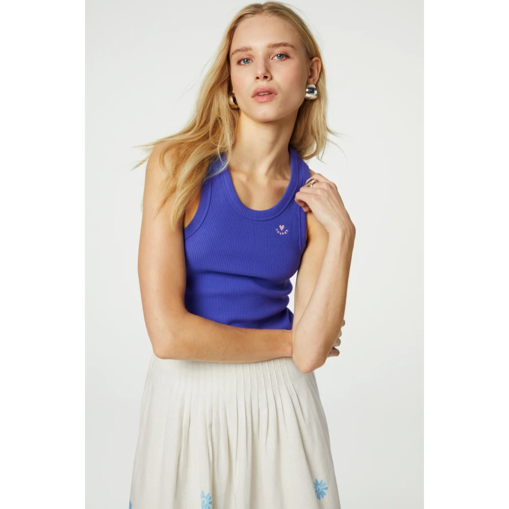 Fabienne Chapot Donkerblauwe Jersey Tanktop Blue Dames