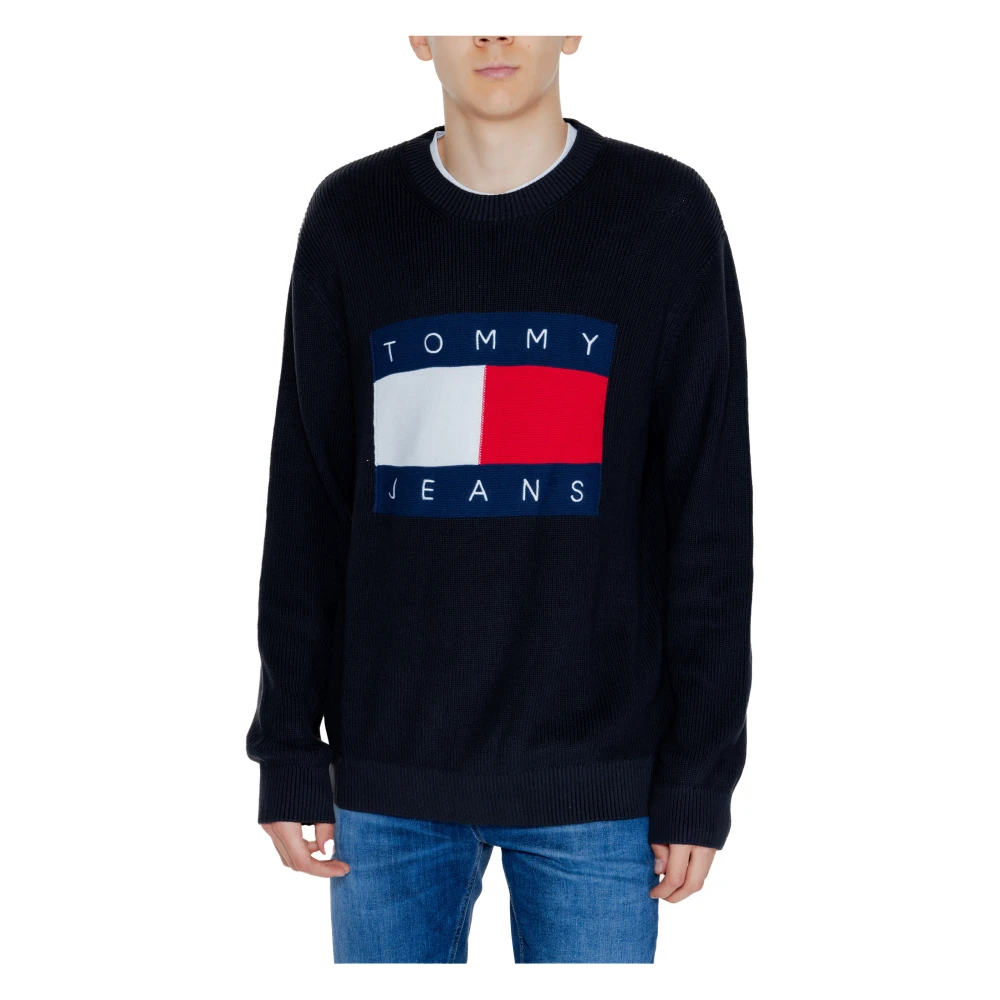 Tommy Jeans Zwart Katoenen Gebreide Trui Lange Mouw Ronde Hals Black Heren