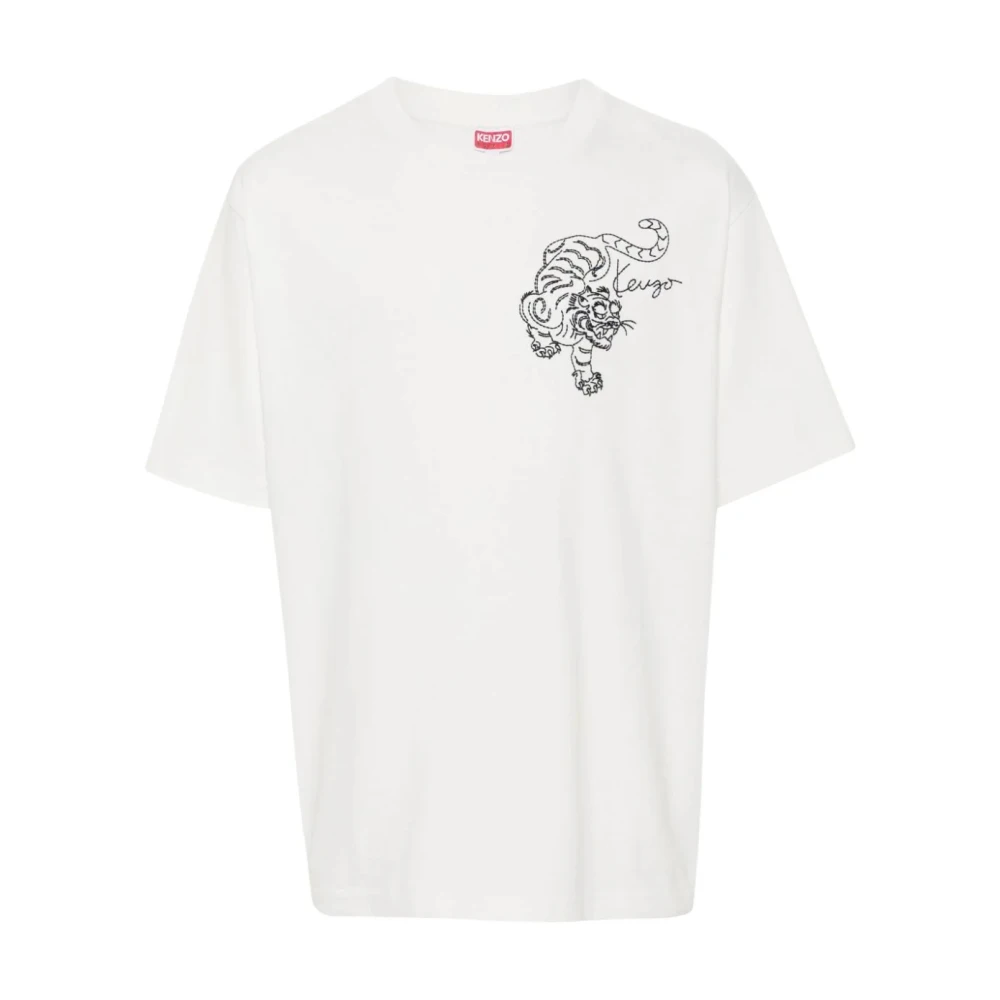 Kenzo Ster Tijger Geborduurde Oversized T-shirt White Heren