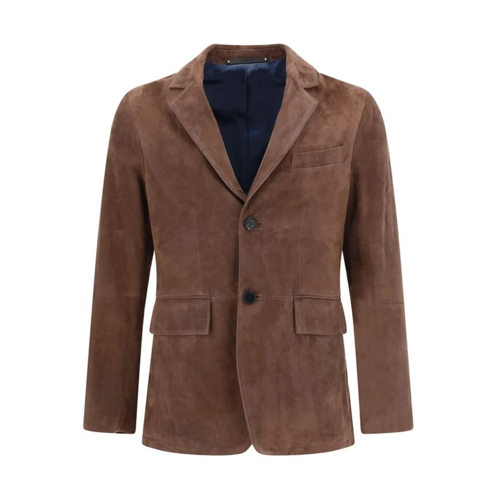 PS By Paul Smith Suede Blazer Jas met Klassieke Revers Brown Heren