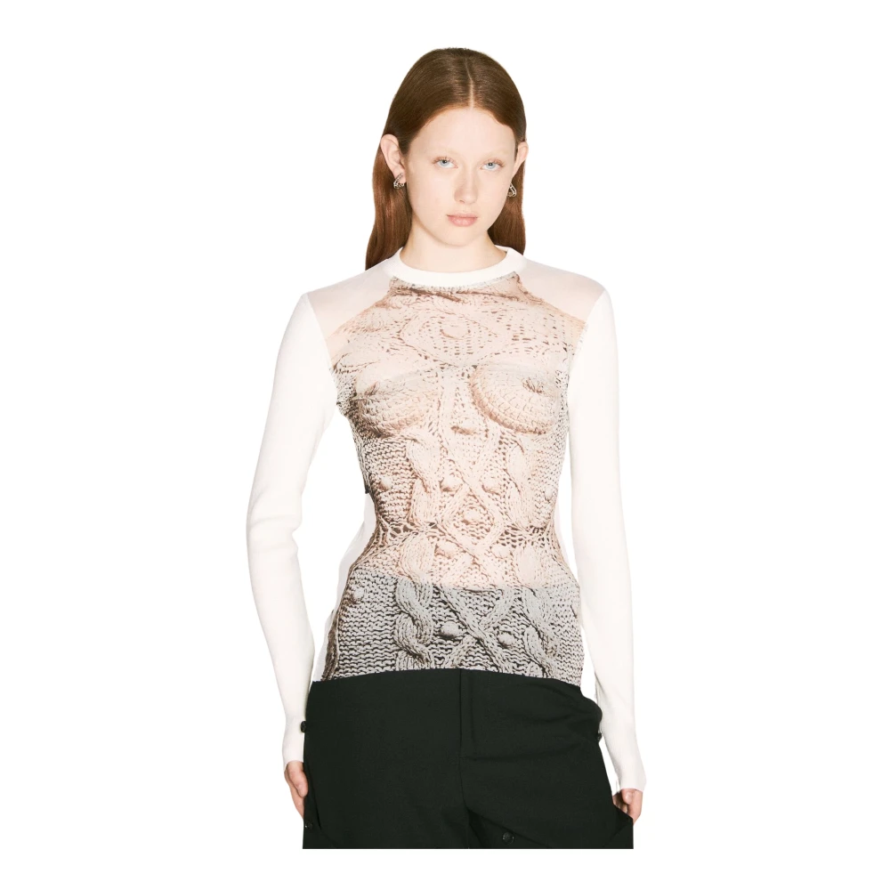 Jean Paul Gaultier Grafisch Motief Gebreide Top Multicolor Dames