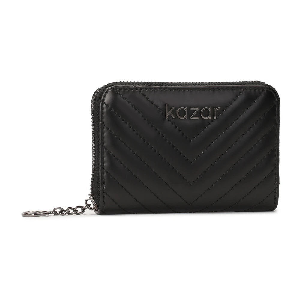 Kazar Kleine leren portemonnee met gewatteerd patroon Black Dames
