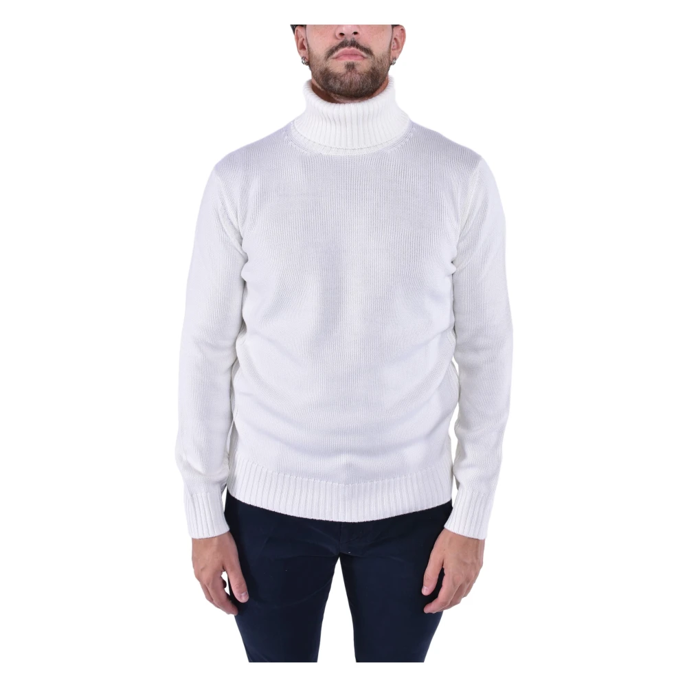 Kangra Men's White Turtlenecks, S, Soft Wool Turtleneck Jumper
