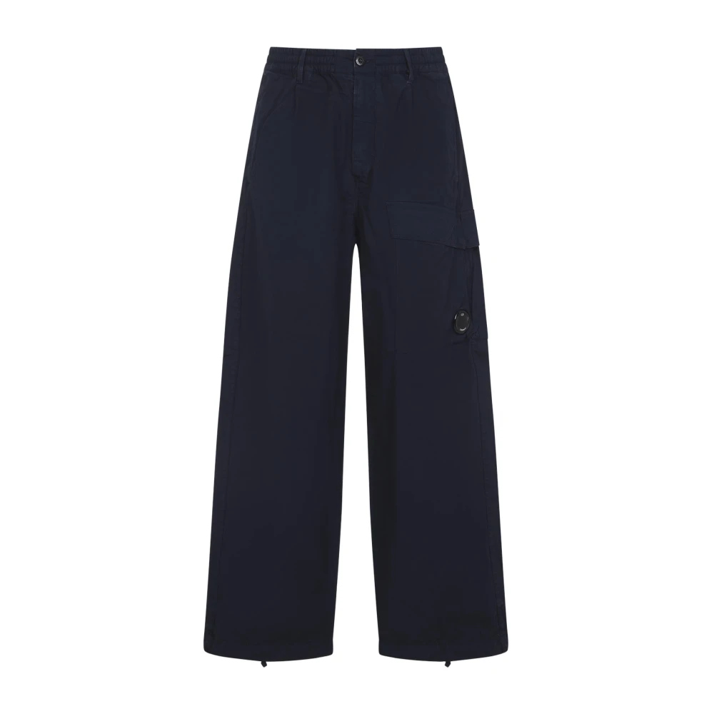 C.p. Company Men's Blue Micro-Reps Boxy Cargo Trousers - Wide Trousers - Xl - Trousers