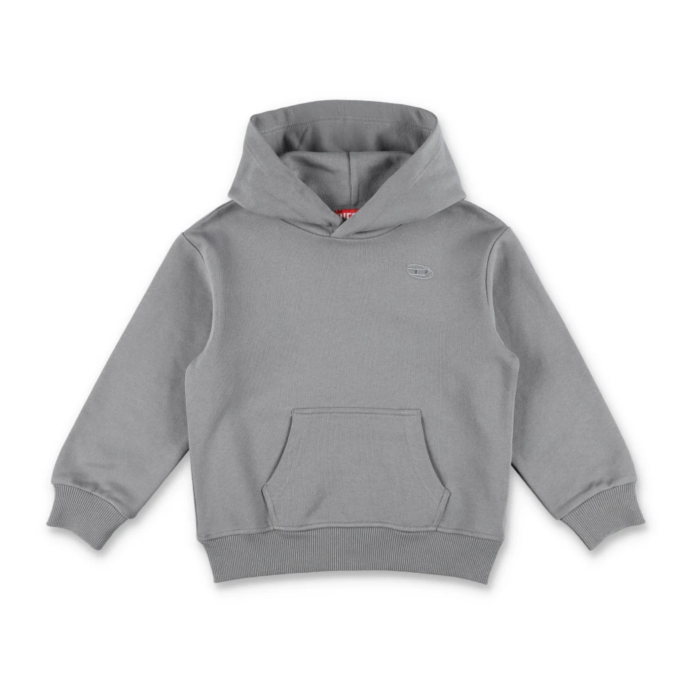 Diesel Fleece Hoodie med Stor Baklogo Gray, Pojke