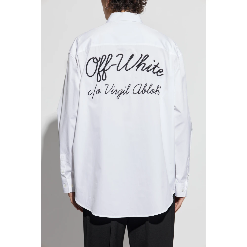 Off White Shirt met logo White Heren