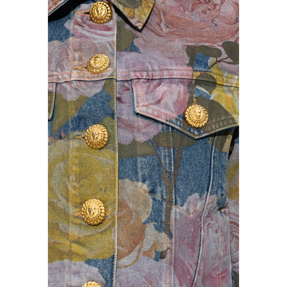 Balmain Spijkerjasje met bloemenmotief Multicolor Dames