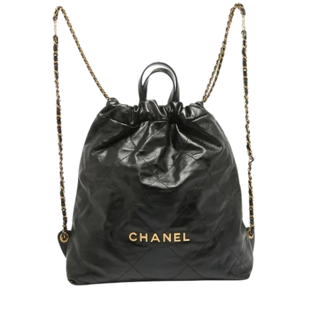 Chanel Vintage Pre-owned Leather backpacks Black Dames