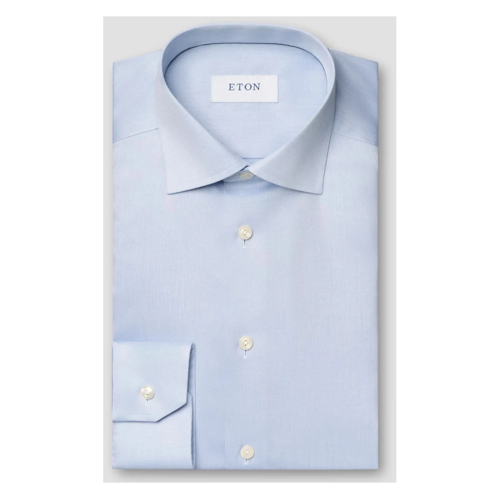 Eton Handtekening Twill Overhemd Lichtblauw Blue Heren